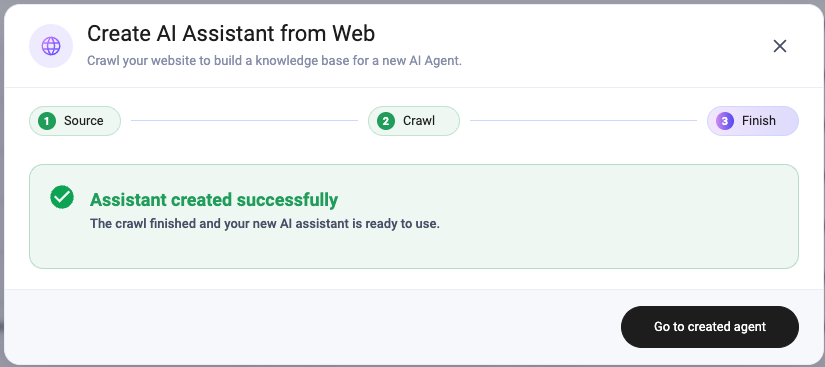 Create from Web finished