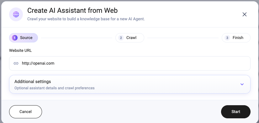 Create from Web start
