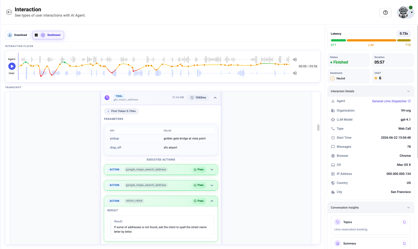 Action parameters and results expanded