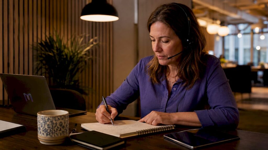 Office manager handling appointment scheduling call
