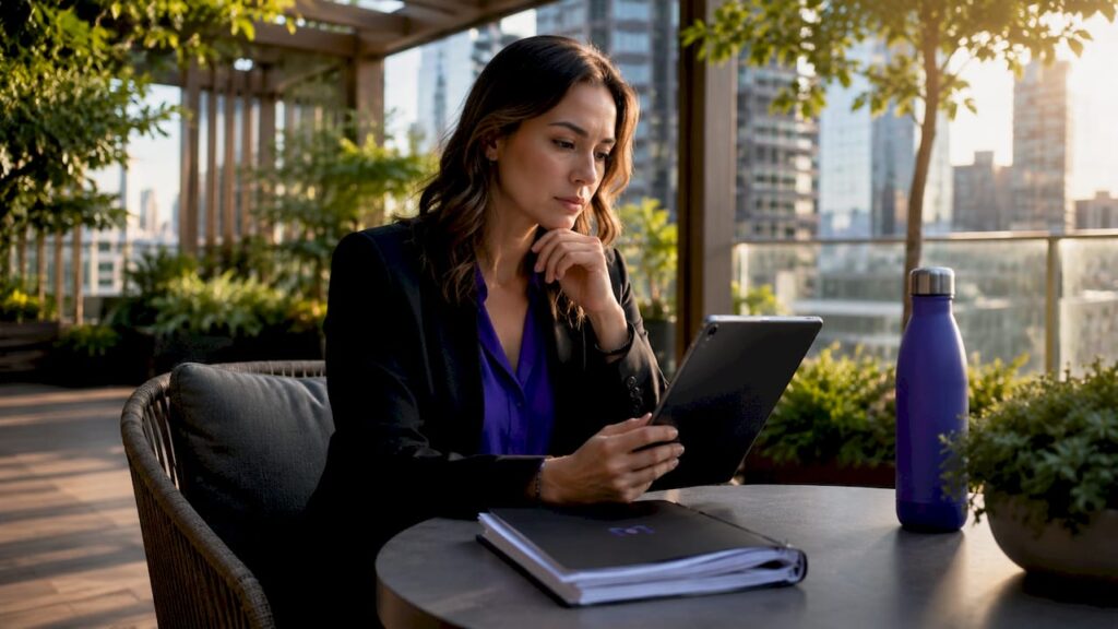 Contact center manager reviewing speech data