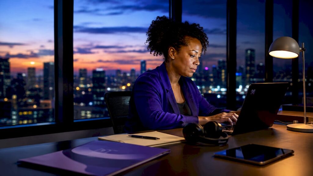 Enterprise manager reviewing AI customer experience data