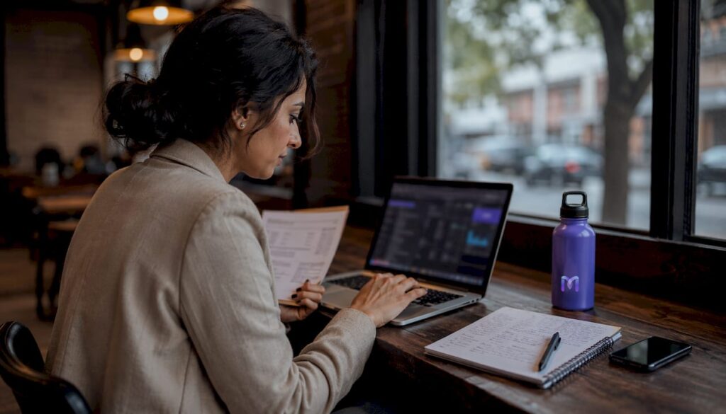 Woman working on AI call tagging analytics