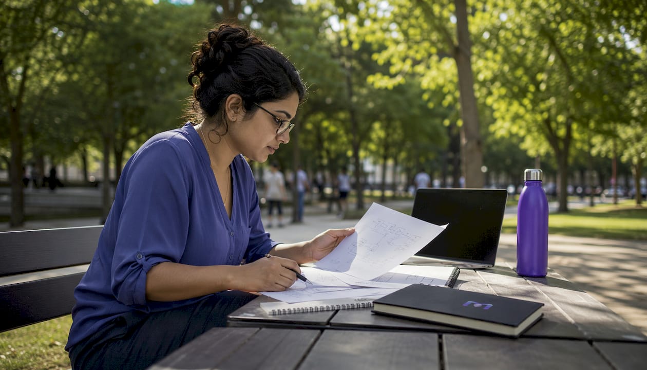 Woman reviewing authentication automation charts