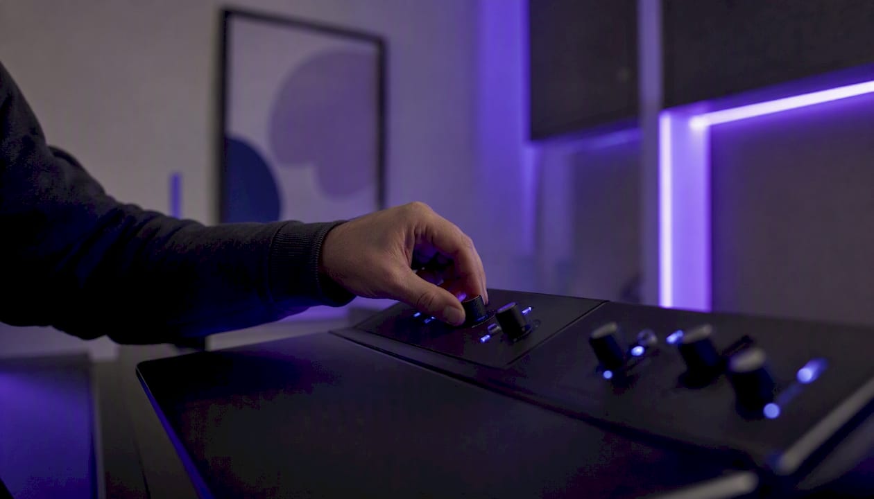 Hand adjusting AI platform control panel