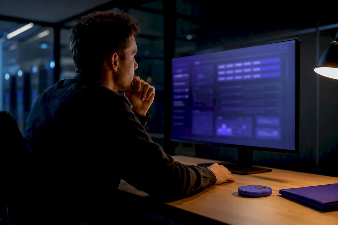 Engineer reviewing chatbot audit evidence