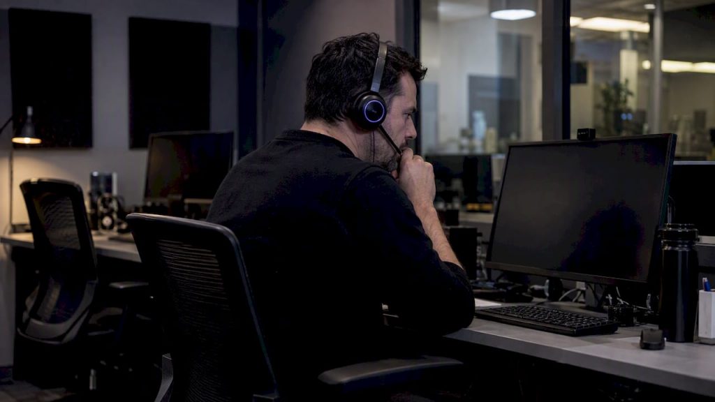 Security analyst reviewing a live voicebot call