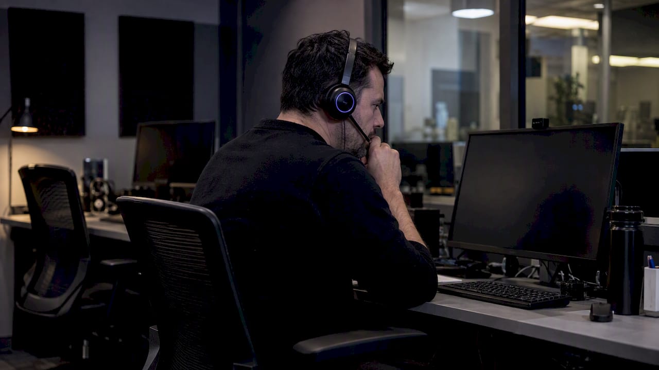 Security analyst reviewing a live voicebot call