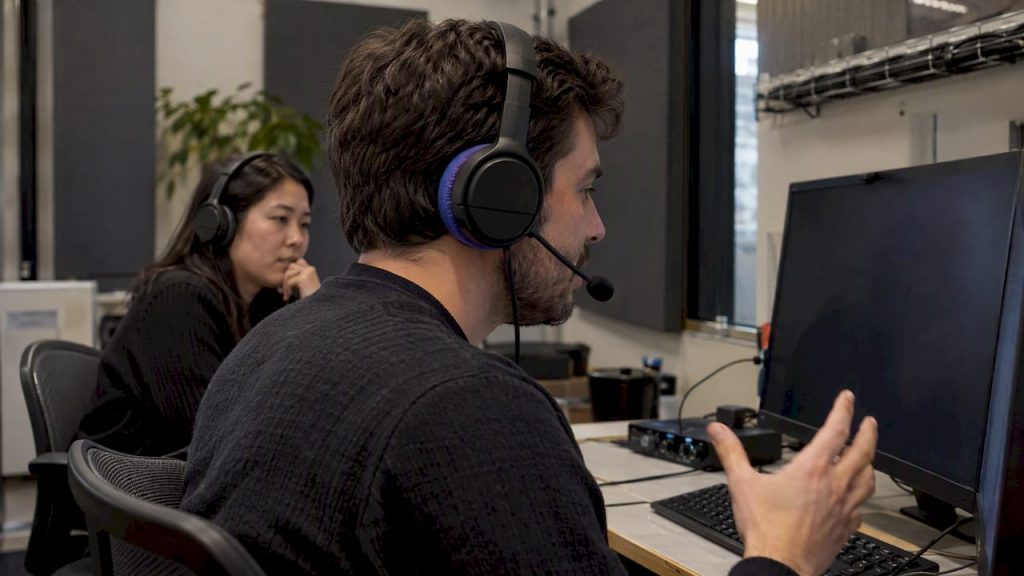 Engineer testing a live voicebot conversation