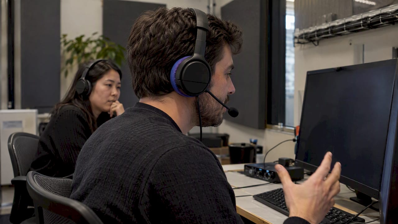 Engineer testing a live voicebot conversation