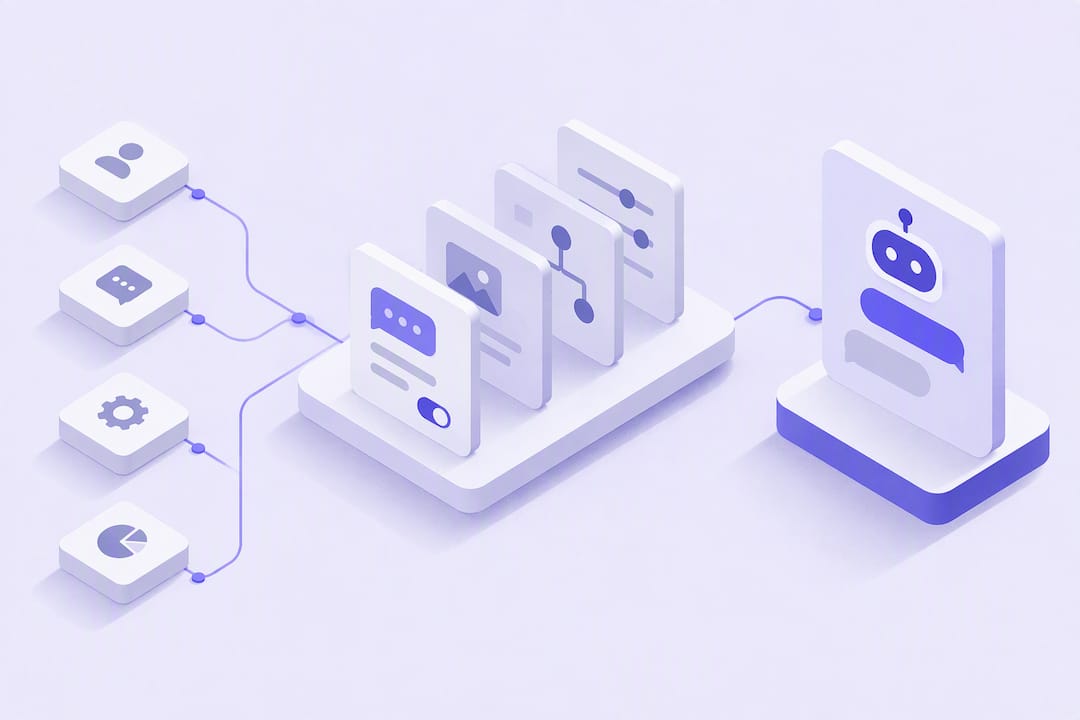 Tarjetas geométricas para configurar un chatbot