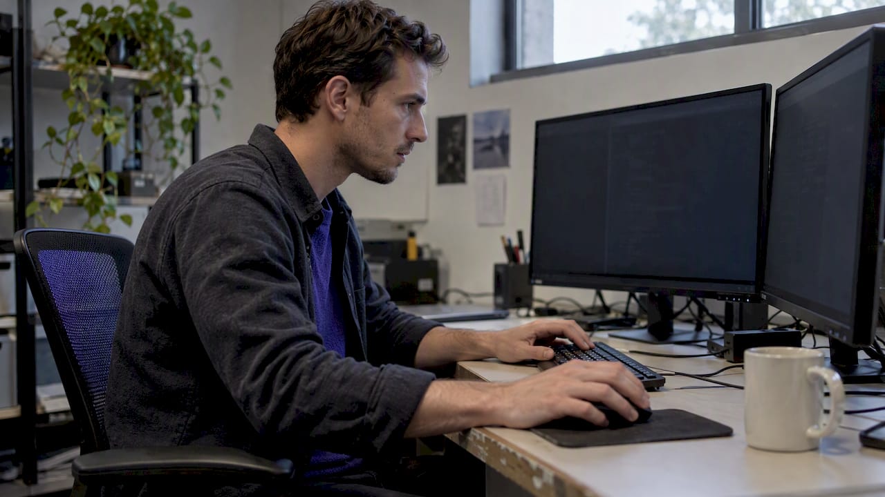 Engineer testing a chatbot framework pilot